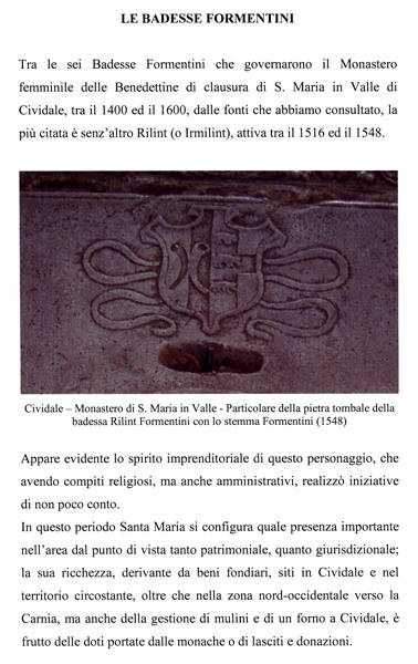 Anteprima del libro: Le badesse Formentini del monastero delle Benedettine di S.Maria in valle di Cividale dal 1942 al 1675