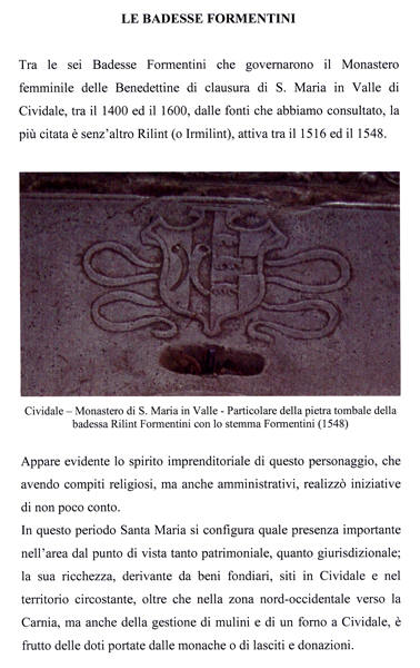 Anteprima del libro: Le badesse Formentini del monastero delle Benedettine di S.Maria in valle di Cividale dal 1942 al 1675
